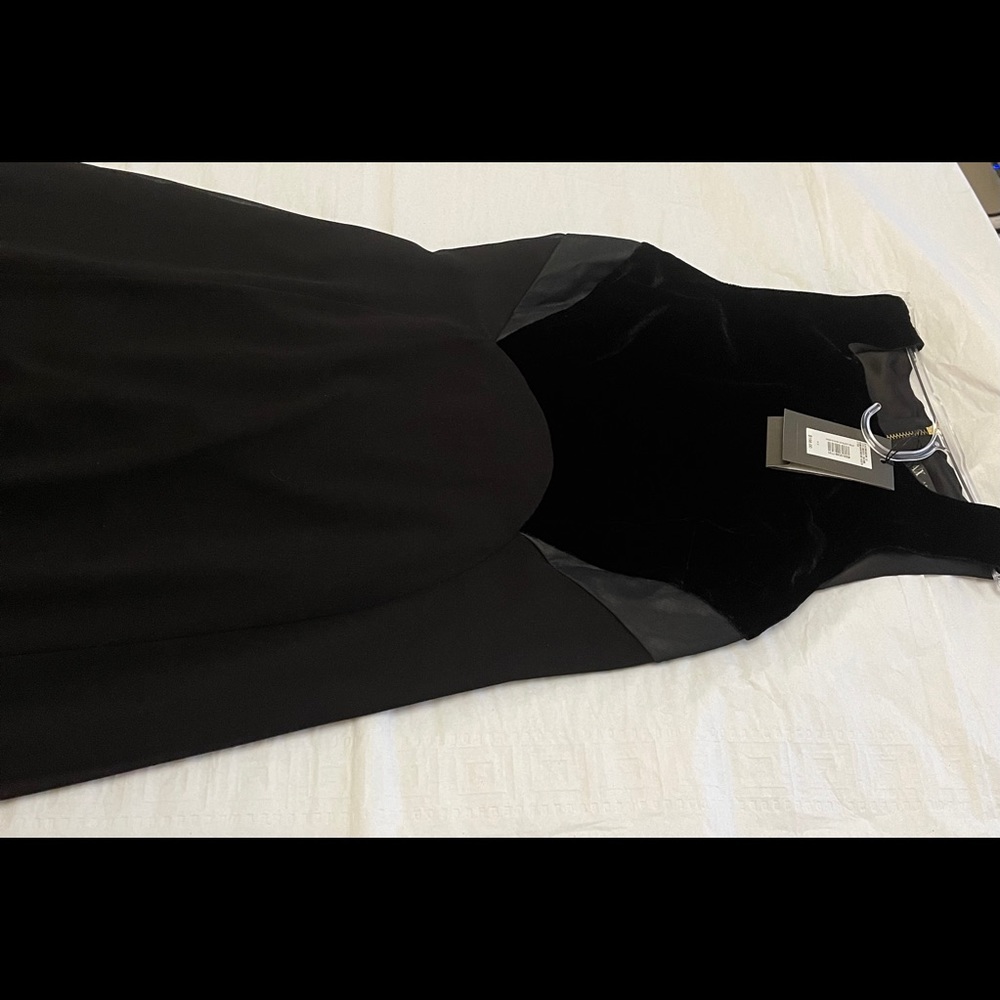Armani Exchange Black Velvet & Satin Cocktail Dress Size 4 NWT